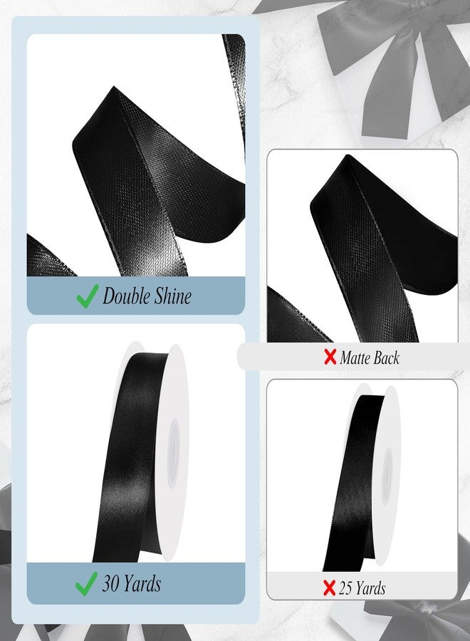 woric Black Ribbon 1 Inch 30 Yards Double Faced Craft Satin Ribbons for Bows Making Crafts Floral Project Gift Wrapping Streamers Clothes Valentine's Day Decorations - Image 3